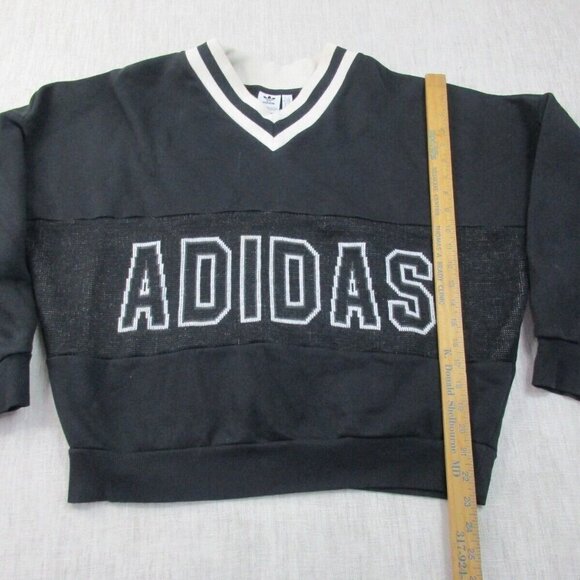 adidas Sweatshirt Womens Medium Black Lined Fleece Long Sleeve Adibreak V Neck‎ - Picture 11 of 12
